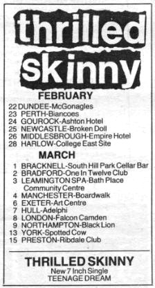 Thrilled Skinny - gig advert 1990
